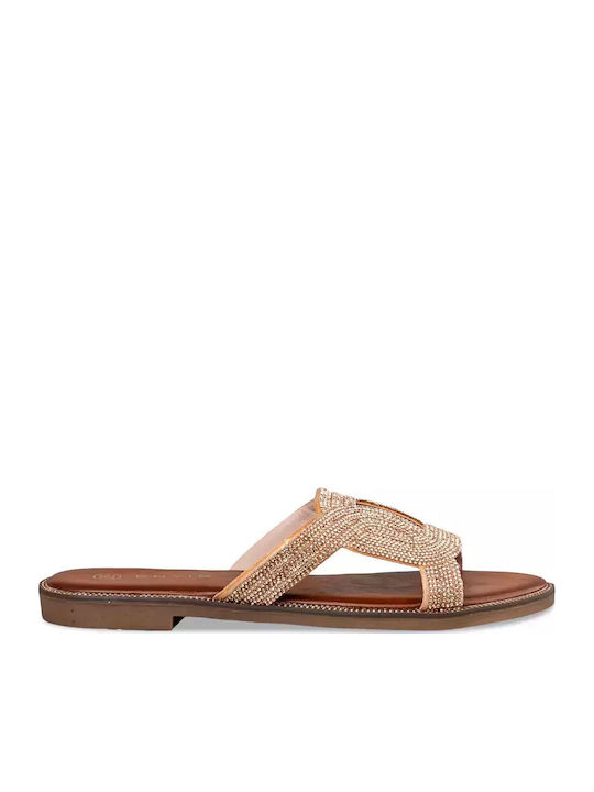 Women's Flat Sandals in Gold Color
