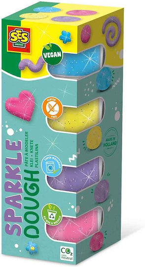 Ses Creative Plasticines Feel Good Sparkle for 3+ Years, 4pcs 00515