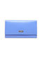 Mentzo Μεγάλο Δερμάτινο Γυναικείο Πορτοφόλι με RFID Γαλάζιο