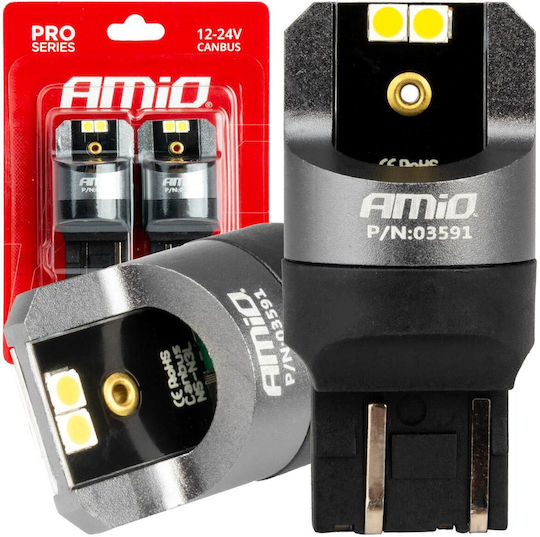 AMiO Lamps Car W21/5W Canbus LED 6000K Cold White 12-24V 3W 2pcs