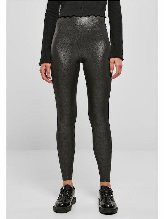 Frauen Leggings Glänzend & Hochgeschnitten Sparklingblack