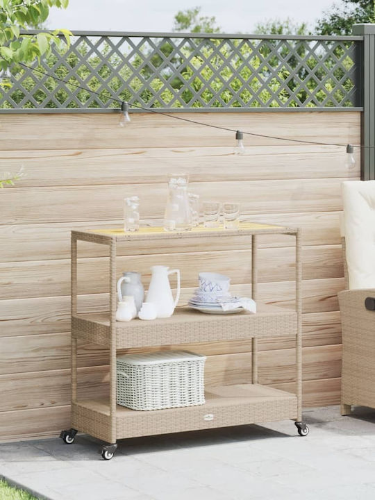vidaXL Wooden Kitchen Trolley 3 Tiers Beige 101x40x100cm