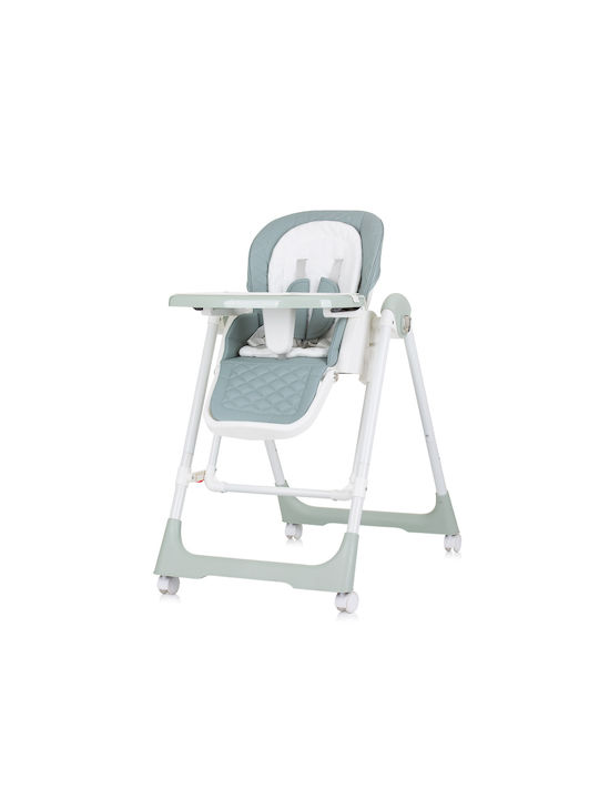 Chipolino Milk Shake Foldable Highchair 2 in 1 with Metal Frame & Leatherette Seat Pastel Green