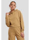 Gekürzt Damen Sweatshirt Kapuzen Unionbeige