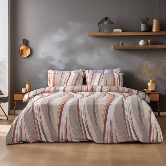 Beauty Home Σετ Πάπλωμα Υπέρδιπλο 220x240εκ. Μπεζ, Κεραμιδί 3τμχ