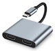 Powertech PTH-113 USB-C Docking Station with HDMI 4K PD Gray