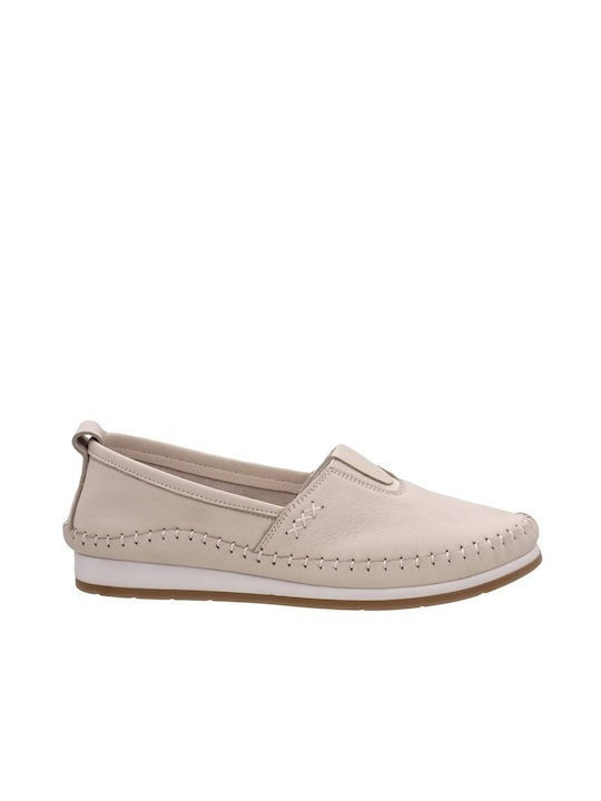 Дамски Slip-On Кожени Бежови