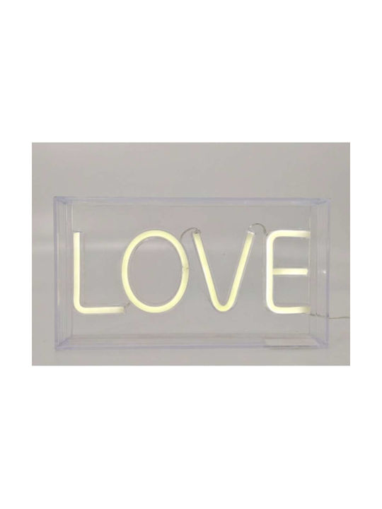 Semn decorativ I-total din plastic acrilic 23x13 cm, lumină neon LED, Love Xl2762