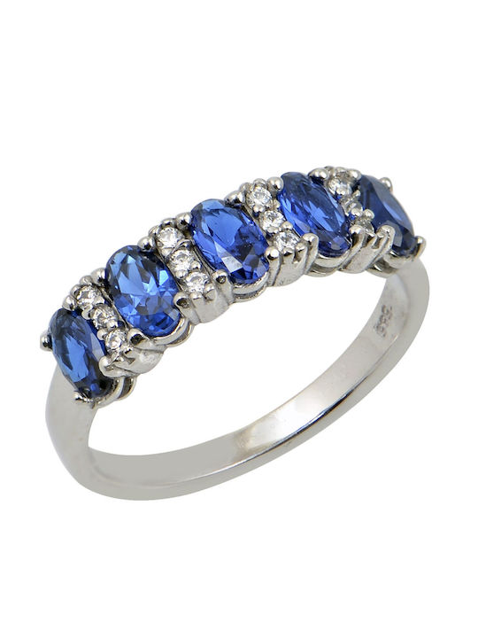 Weißgold Ring 14k Blauer Zirkon 3079k