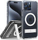 Caseology Capella Mag Kickstand Transparent Durable Hard Case Magsafe Kickstand Apple iPhone 15 Pro Clear White Acs06757