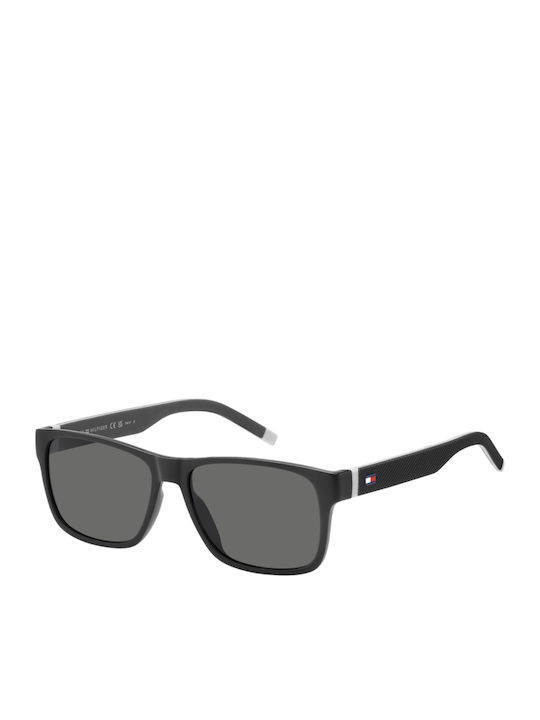 Tommy Hilfiger Men's Sunglasses With Black Horn-Rimmed Frame And Grey Polarized Lens TH1718/S RIW/M9