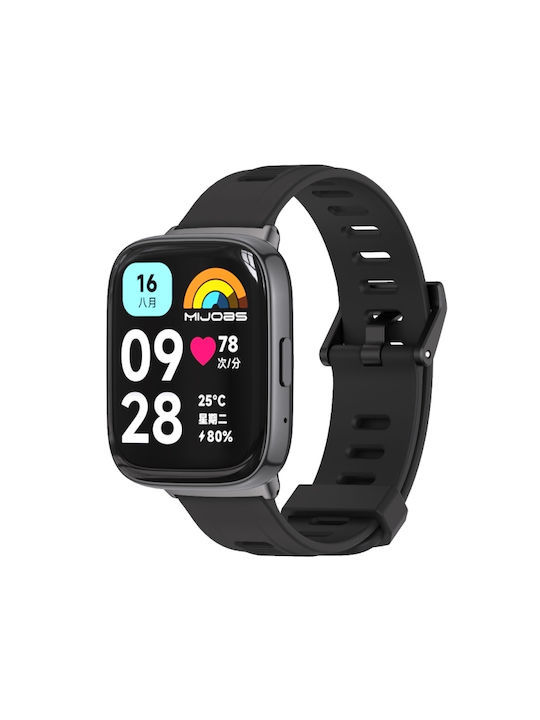 Silicone Flat Holes Strap for Xiaomi Redmi Watch 3 Active Black
