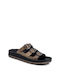 Fantasy Sandals Leather Women's Flat Sandals in Gray Color