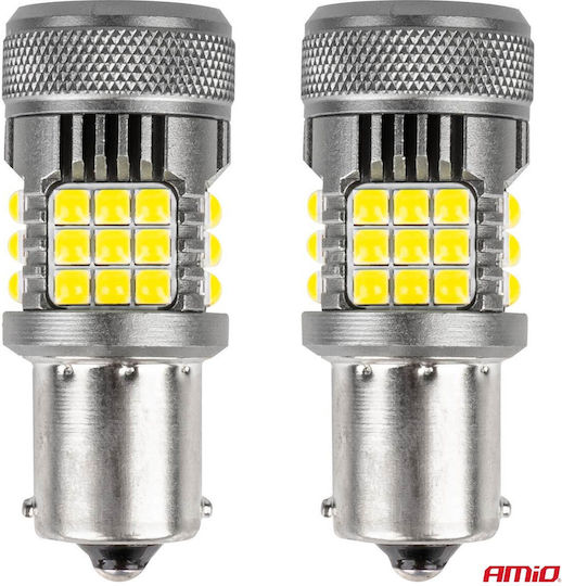 AMiO Lămpi Autoturismului BA15S / P21W / R10W / R5W Canbus LED 6000K Alb rece 12-24V 2buc