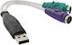 InLine Converter USB-A male to PS/2 2x female White 1pcs 33386