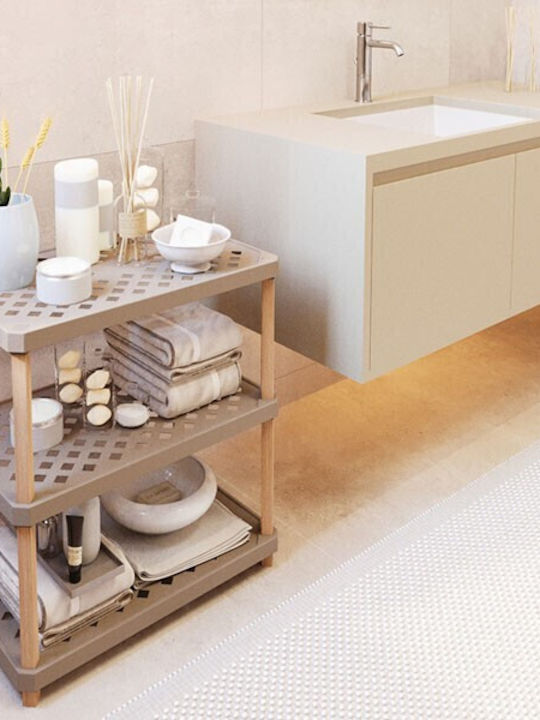 FixWood Boden Badezimmerregal Hölzernes 37.5x60x80cm Beige