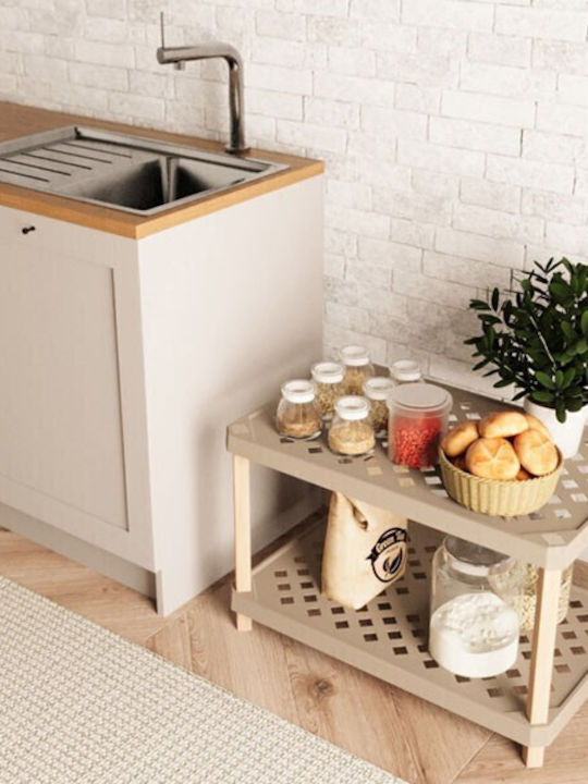 FixWood Επιδαπέδια Ραφιέρα Μπάνιου Ξύλινη 37.5x60x45cm Μπεζ