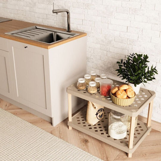 FixWood Boden Badezimmerregal Hölzernes 37.5x60x45cm Beige