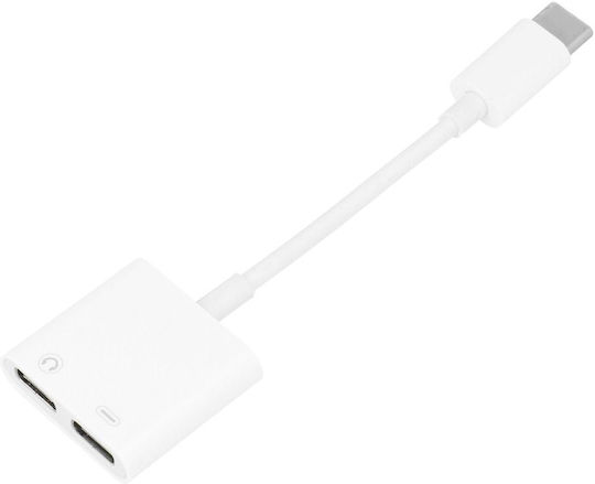 Adaptor Dispozitiv Redare Muzică Hf Încărcare Simultană Tip-c Alb