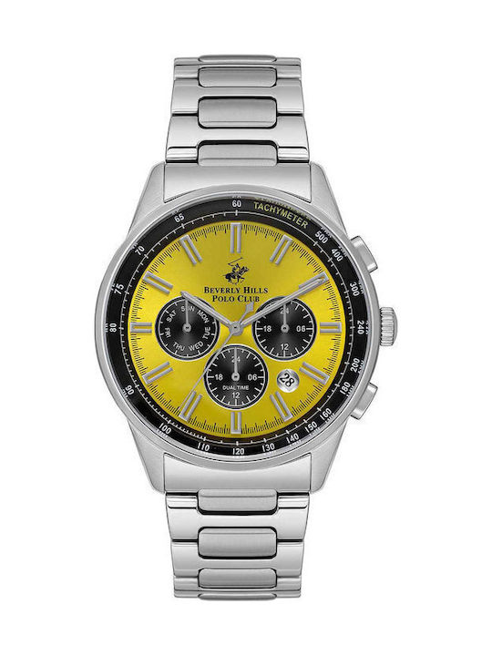 Beverly Hills Polo Club Men's Watch Battery with Silver Metal Bracelet