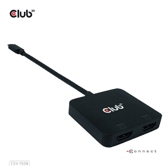 Club3D USB-C Docking Station με HDMI/DisplayPort 4K PD Μαύρο (CSV-1558)