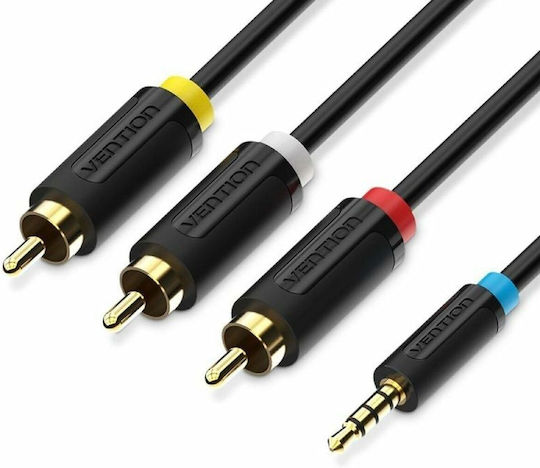 Vention 3,5mm Klinkenkabel mit 3x RCA-Stecker Schwarz 1,5m