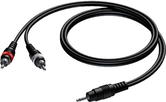 Procab Procab 3.5mm Male Jack Cable - 2x RCA Male Terminals Black Length 1.5m CAB711/10