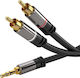 PremiumCord Audio Cable 3.5mm Male - 2x RCA Male Black 3m with Gold Plated Terminals