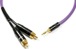 Melodika 3.5mm Jack Cable - 2x RCA Male Purple 15m with Gold Plated Terminals