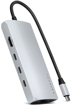 Satechi USB-C Docking Station με HDMI 4K PD Ethernet Ασημί (ST-P8KES)