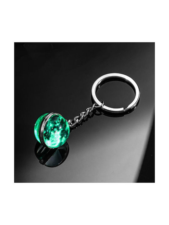 Keychain Glows in the Dark Moon Metal 7.5x3x2