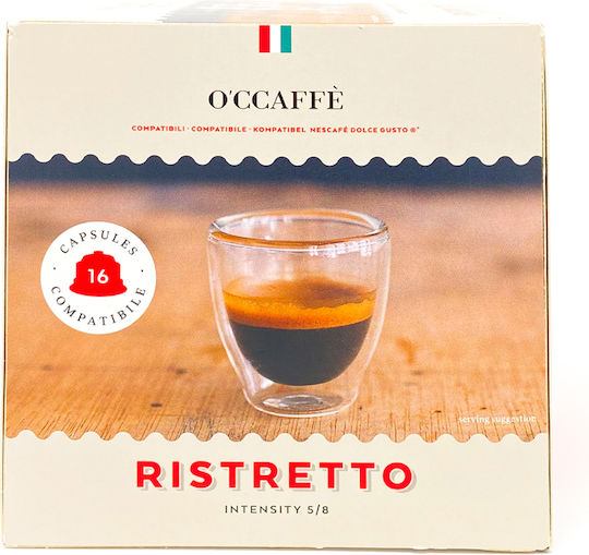 O'Ccaffè Kapseln Espresso Ristretto Kompatibel mit Maschine Dolce Gusto 16Mützen