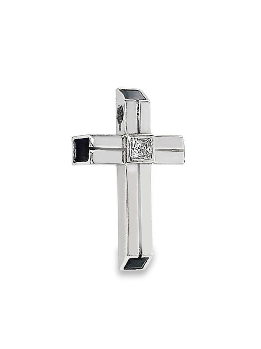 White Gold Cross with Sapphires and Diamonds St10664