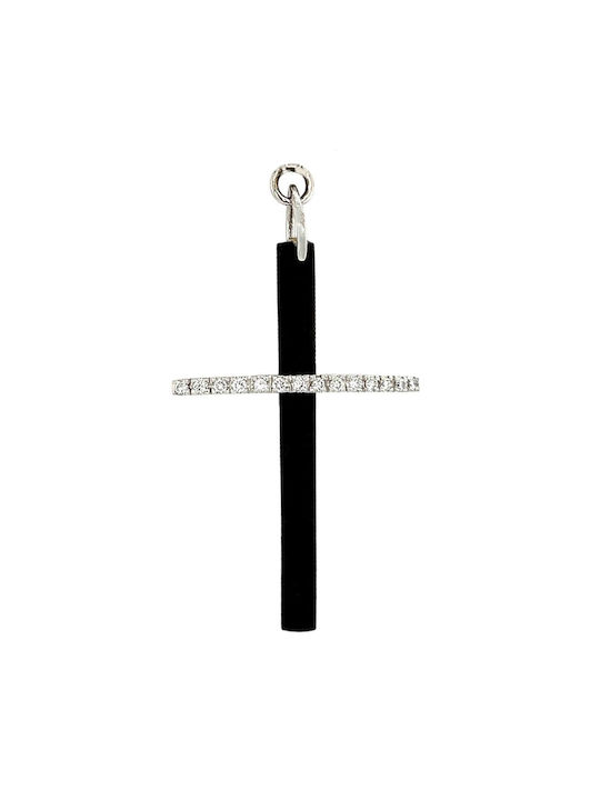 White Gold Cross with Diamonds and Ebony St10666