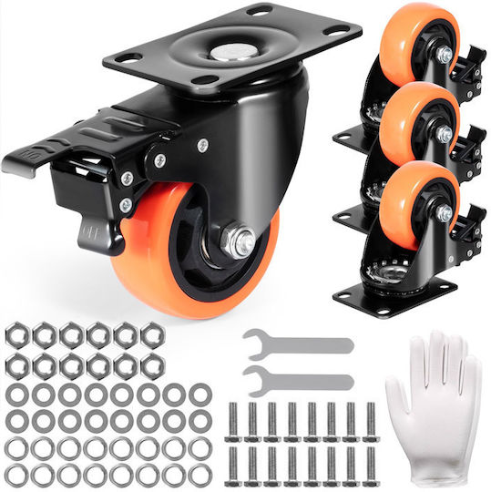 Vevor Furniture Wheel made of Metal with Wheels in Black Color 15.5x6.4x10.5cm 4pcs