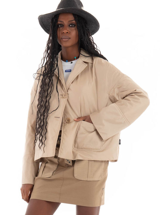 Aspesi Women's Short Lifestyle Jacket for Winter Beige