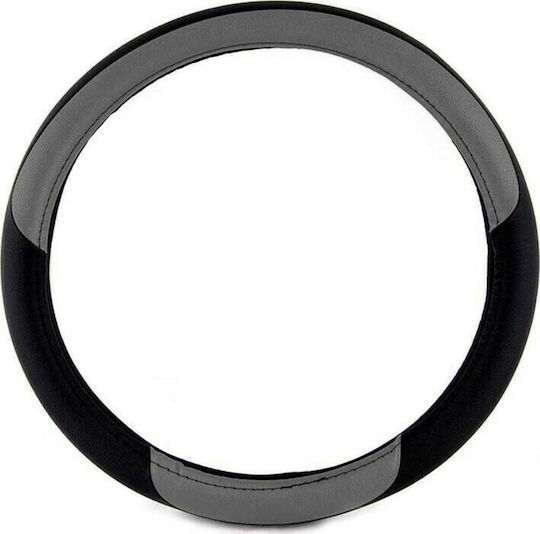 Autoline Car Steering Wheel Cover with Diameter 36cm Leather Black with Gray Stitching