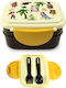 Plastic Food Container with Two Compartments Spoon & Fork Pirates Puckator