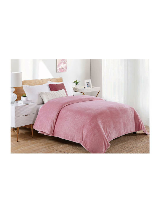 Dimcol Fleece Blanket Super King 220x240cm Cashmere Pink