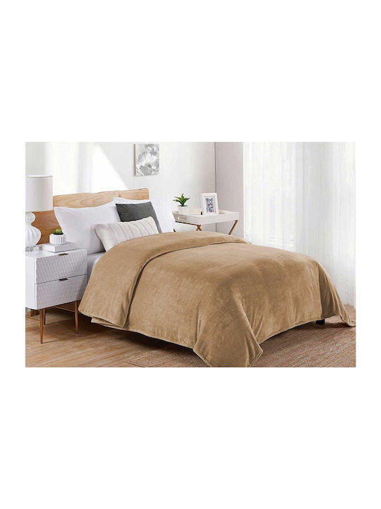 Dimcol Κουβέρτα Fleece Υπέρδιπλη 220x240εκ. Beige