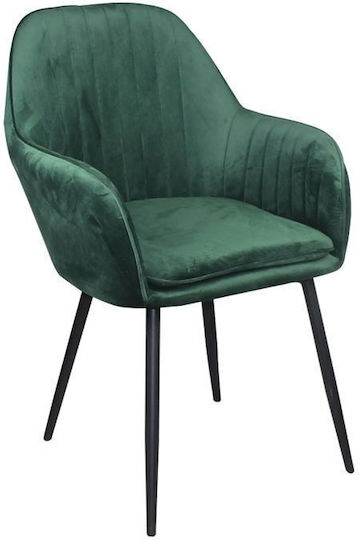 Valery Dining Room Velvet Chair Black, Forest Green 55x61x87cm 2pcs