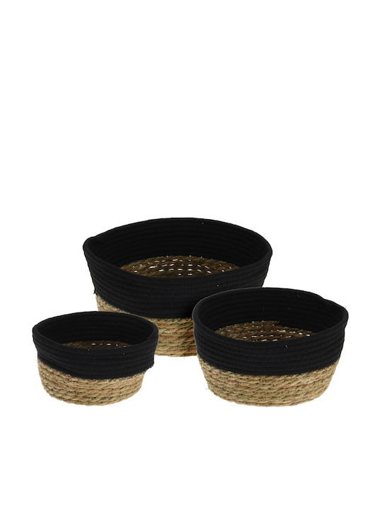 Set of Decorative Baskets Straw with Handles 3pcs Koopman