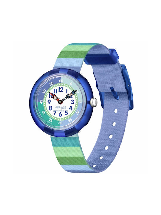 FlikFlak Stripy Kids Analog Watch with Rubber/Plastic Strap Green