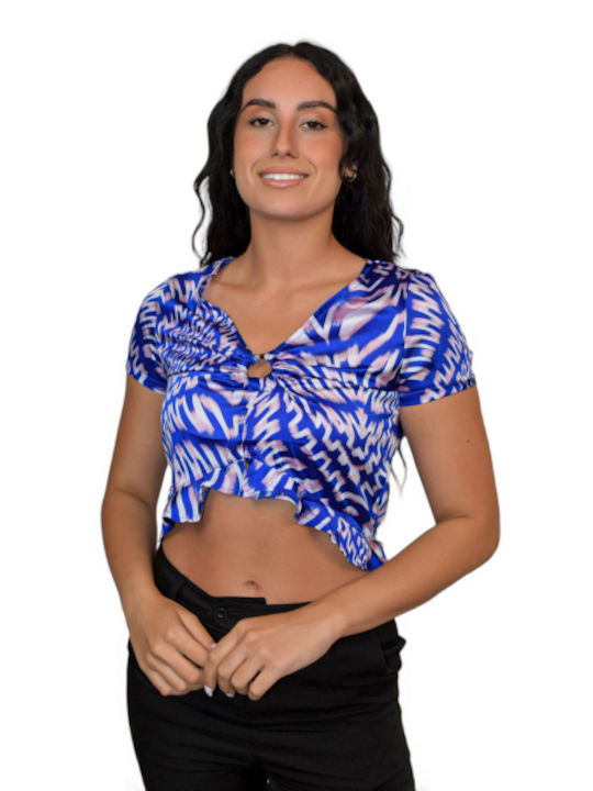 Morena Spain Women's Blouse Short Sleeve Blue