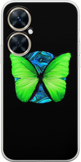 Husa telefon Huawei Nova 11i cu fluture verde din silicon transparent flexibil