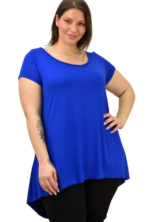 First Woman Γυναικεία Μπλούζα Κοντομάνικη Μπλε Ρουά