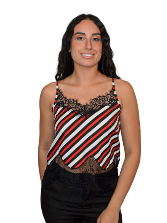 Morena Spain Women's Blouse Sleeveless Striped Black