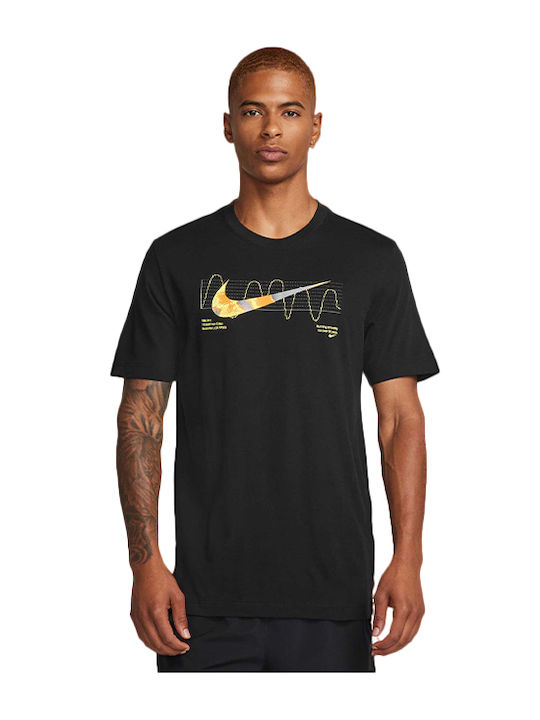 Nike Bărbați T-shirt Sportiv cu Mânecă Scurtă Dri-Fit BLACK
