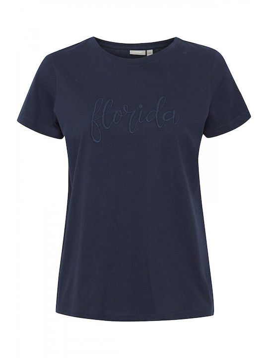 Fransa Damen T-Shirt Navy Blue