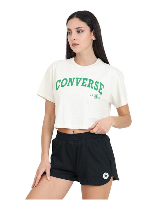 Converse Chuck Damen Sport Crop T-Shirt Weiß